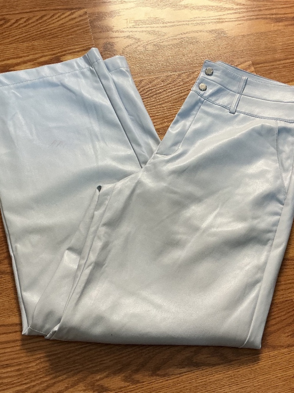 DKNY White Faux Leather Wide Leg Pants Size 4